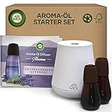 Air Wick Aroma-Öl Flakon Starter Set - Air Wick Diffuser mit 2 Nachfüllern - Blumiger Raumduft mit ätherischen Ölen - Duft: Entspannender Lavendel - 2 x 20 ml Öl + Gerät in Weiß