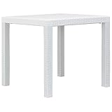 Festnight Gartentisch Rattan, Rechteckiger Gartentisch, Balkontisch, Outdoor-Tisch, Gartentische, Terassentisch, Balkon Rattantisch 79 x 79 x 72 cm Poly Kunststoff Rattan-Optik Weiß