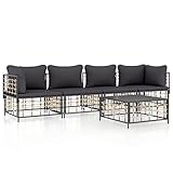 Festnight Lounge Gartenmöbel Set Rattan 5-TLG. Lounge Set Rattan Gartenmöbel Set Gartenlounge Outdoor Loungemöbel Terrasse Lounge Gartenmöbel Rattan Balkonmöbel Ecksofa Garten Anthrazit#6