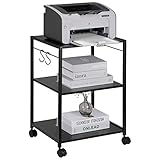 VEVOR Druckertisch Druckerständer 3-stöckiger Druckerwagen mit Rollen, Rollbar Aktenvernichterständer, 42 x 35 x60 cm, für Büro, Fax, Kopierer, Scanner, Zuhause, Organizer Lagerregal Schwarz