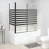 JUNZAI Duschabtrennung, Duschwand, Badewannenaufsatz, Duschwand Für Badewanne, Badewanne Wand, Glaswand Badewanne, Badewanne Duschwand, Gestreift 120x68x130 cm Hartglas