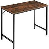 TecTake Schreibtisch, schmaler Computertisch, 80/100/120/140 cm, Kleiner Bürotisch im Industrie-Design, für Home Office Büro, Holz, schwarzes Metallgestell (Industrial Dunkelbraun, 80 cm)