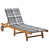 INLIFE Sonnenliege mit Auflage Akazie Massivholz,16.87kg,3061358