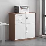 Aktenschrank mit Schloss, Aktenschrank for Zuhause und Büro, Aktenschrank mit drei Schubladen, Dokumente in legaler Größe, Ordner (braun) Büromöbel