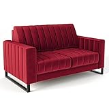 Siblo Sofa Mono 2 Kollektion - Modern Sofa mit Armlehnen - Elegante Couch - Wohnzimmer Möbel - Komfortables Polstersofa - Sofa 2-Sitzer - 152x52x86 cm - Rot