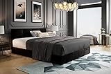 ROYAL Boxspringbett mit Bettkasten und Topper (180 x 200 cm, Schwarz)