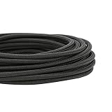 NUODIFAN Textilkabel für Lampe/Textilummanteltes Kunststoffleitung Stoffkabel Stromkabel / 3-adrig 3x0,75mm² mit Erdleiter/für Elektroartikel und DIY Lampezubehör/Schwarz (5m)