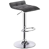 WOLTU BH33dgr-1 Design Hocker Barhocker, stufenlose Höhenverstellung, verchromter Stahl, Antirutschgummi, Leinen, gut gepolsterte Sitzfläche, Dunkelgrau