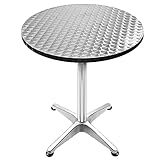 Runder Ø60 cm klappbarer Bartisch, Esstisch, Aluminium, höhenverstellbar 70/110 cm, Stehtisch