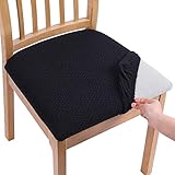 Homaxy Stuhlbezug Sitzfläche Stretch Bezug für Stühle Sitzbezüge für Esszimmerstühle Abwaschbar Schonbezug Stuhl Hussen für Stühle- 4er Set, Schwarz