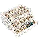Nwvuop Schmuckschatulle Acryl Schmuckkästchen Ring aufbewahrung Schmuckaufbewahrung Organizer für ohrringe Ring Jewellery Organizer Beige