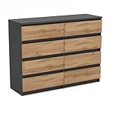 MRBLS Kommode mit 8 Schubladen Sideboard Schubladenschrank Kleiderschrank Modern Möbel mit Schubladen für Ihr Schlafzimmer (Grau Matt - Wotan) – 120 x 33,5 x 92,5 cm (B/H/T)