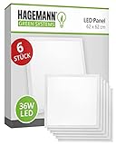 HAGEMANN® 6 x LED Panel Rasterleuchte 62x62cm 36 Watt 4140lm Lichtpanel für Odenwalddecke Kassettendecke Rasterdecke Systemdecke Armstrongdecke Neutralweiß