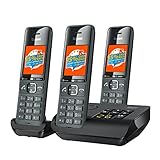 Gigaset COMFORT 520A Trio - 3 Schnurlose DECT-Telefone mit Anrufbeantworter- Elegantes Design - beste Audioqualität mit Freisprechfunktion - Anrufschutz - Adressbuch mit 200 Kontakten, titan-schwarz