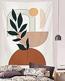 YISUMEI Abstrakter Wandteppich, moderner geometrischer Wandteppich für Schlafzimmer, ästhetischer Boho-Pflanzen-Wandteppich, Wandbehang für Raumdekoration (M/130 x 150 cm)