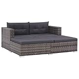 Festnight Gartensofa-Set 8-TLG. PloyRattan Grau, 2 x Ecksofa + 1 x Sonnenliege + 3 x Sitzpolster + 2 x Rückenkissen, Gartenm?Bel Gartenset Sitzgarnitur
