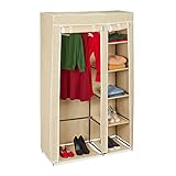 HUIJK Faltkleiderschrank Kleiderschrank 1 x Stoffschrank XL Faltkleiderschrank Textil Kleiderstange beige
