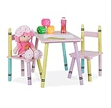 Relaxdays Kindersitzgruppe, Kindertisch mit 2 Stühlen, Mädchen & Jungen, MDF & Holz, Sitzecke fürs Kinderzimmer, bunt