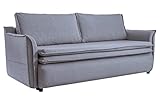 MIUFORM Schlafsofa mit Matratze, Charming Charlie Schlafsofa Dauerschläfer, Sofa mit Schlaffunktion und Bettkasten, Sofa Bett, Wohnzimmer Schlafzimmer, Easy-Clean (Hellgrau)