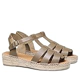 Toni Pons Damen Espadrille aus Leder - Emma - Khaki, 40 EU