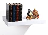 EUGAD Wandregal Schweberegal Wandboard Bücherregal Hängeregal Hochglanzoberfläche DVD CD Regal Holzbrett für Schlafzimmer Wohnzimmer Küche und Flur Weiß breit 25cm 0078QJ