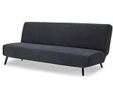 HYINUEE Armloser Sofabezug, Stretch-Futonbezug, Anti-Rutsch-Schutz für Couch ohne Armlehnen, Schlafsofa-Überzug mit elastischer Unterseite (Futon, Grau)