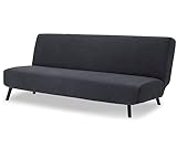 HYINUEE Armloser Sofabezug, Stretch-Futonbezug, Anti-Rutsch-Schutz für Couch ohne Armlehnen, Schlafsofa-Überzug mit elastischer Unterseite (Futon, Grau)