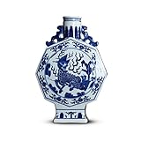 Blumenvase für Wohnkultur Keramikvase chinesisches Retro-Zwei-Ohr-Blaue und weiße Porzellan-lackierte Vasen 13,4 Zoll große Steinzeug-Dekor-Blumenvase zur Lagerung von Trockenblumen&Frische Blumen