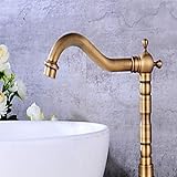 Wasserhahn Mischbatterie Deckmontage-Badezimmer-Waschtischarmatur, Rotationsmischer, Messing-Antik-Waschtischarmatur, Einhand-Einloch-Mischbatterie