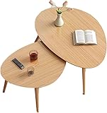 MIXMEY Beistelltische Nisttisch, 2er-Set, Holz, unregelmäßiger Couchtisch, stapelbarer Beistelltisch, Sofa, Beistelltisch für Wohnzimmerwohnung (Größe: 40 cm + 50 cm, Farbe: A)