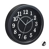 Relaxdays, Schwarz Wanduhr rund, Ø 20cm, Kleine Uhr zum Aufhängen, Klassisches Design, batteriebetrieben, Sekundenzeiger