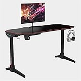 55 Zoll Computer Laptop Schreibtisch Ergonomischer Gaming Schreibtisch E-Sport Computertisch PC Workstation mit Mauspad Gamer Tische RGB Licht