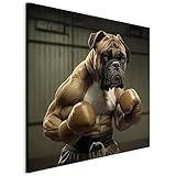 murando - Hund lustig Bilder 40x40 cm Leinwandbild 1 tlg Kunstdruck modern Wandbilder XXL Wanddekoration Design Wand Bild Abstrakt bunt Boxer AI Kunst g-H-10001-b-c