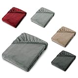 aqua-textil Feelwell Spannbettlaken 180 x 200 cm grau Coral Fleece Spannbetttuch Mikrofaser Laken