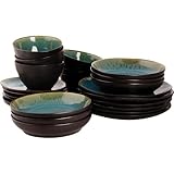 Palmer Geschirrset LOTUS 6 Personen, modernes Tafelservice 24-teilig, hochwertiges Kombiservice aus Steingut, Spülmaschinengeeignet, Ofen- & Mikrowellenfest