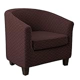 FANSU Sesselschoner, Sesselüberwurf, Diamant Jacquard Sesselbezug mit armlehne, Sesselhusse, Elastisch Stretch Sesselbezug für Clubsessel Loungesessel Cocktailsessel (1 Stück,Kaffee)
