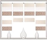 Birsppy Design Mini Flächenvorhang Set beige 2291-13 | 4 Teile | Scheibengardine Gesamtbreite 120cm (4x30cm) Höhe 80/60/60/80cm
