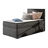 Selsey Mechico – Einzel-Boxspringbett/Polsterbett mit Bettkasten Links und Stoffbezug in Dunkelgrau ca. 90x200cm