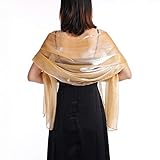 Edary einfarbig Schal für Damen Seidenschal Alltagskleidung Halstuch Abendkleid Shawl Party Schal Wraps Stola(Gold)