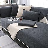 TUCVZVO Sofabezüge 1 2 3 4 Sitzer Wasserdicht Sofabezug, Couchbezug L Form Sofaüberwurf,Ecksofa Pets Dog Couch Überzug Anti-Rutsch Sofa Überwurf,Dark Grey,1 pc 90x160cm