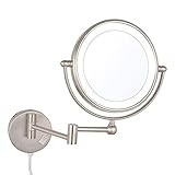 GATSUN Wandmontierter LED-beleuchteter Schminkspiegel, 20,3 cm, Nickel, doppelseitig, Messing, ausziehbarer Badezimmerspiegel mit Vergrößerung, mit Schalter und Stecker (Color : 10x)