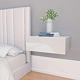 BULANED Hängender Nachttisch, Nachtschrank, Nachtkästchen, Nachtkommode, Bedside Table, Nacht Tisch, Hochglanz-Weiß 40 x 30 x 15 cm Spanplatte