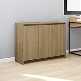 JUNZAI Sideboard, Kommode Schlafzimmer, Kommoden & Sideboards, Wohnzimmerschrank, Flur Kommode, Zimmer Möbel, Sonoma-Eiche 102x33x75 cm Spanplatte