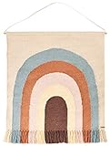 OyOy Mini Follow The Rainbow Rug - Kinderzimmer Babyzimmer Deko Wandteppich Regenbogen Motiv in Pastell Farben - 115 x 100 cm Baumwolle