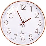 Tonsooze 12 Zoll Wall Clock Modern Quartz Lautlos Wanduhr mit Arabisch Ziffer Wanduhren, Ohne Ticken Wohnaccessoires Deko, batteriebetriebene für Wohnzimmer,Küche,Büro,Schlafzimmer(Ø 30cm, Rose Gold)