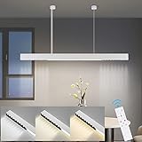 Homefire LED Pendelleuchte Esstisch Hängelampe Dimmbar - Modern Hängeleuchte 150CM Höhenverstellbar mit Fernbedienung Weiß Esstischlampe Hängend Lang Linear Design für Esszimmer Wohnzimmer Büro