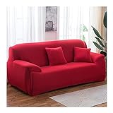 AMDXD Sofaüberwürfe 1 Sitzer, Einfarbig Sofahusse Möbelschutz mit Elastischem für Wohnzimmer, in Polyester, Anti-Rutsch, Elastischer Rot