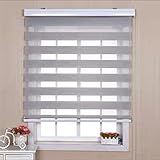 MINGJIN Doppelrollo Fensterrollo Tag-Nacht-Rollo Sonnenschutz Zebrarollo Seitenzugrollo für Fenster und Tür,Duo-Rollo Lichtdurchlässig & Verdunkelnd,Wand- o. Deckenmontage,mit Zubehör (WxH:130x210cm)