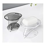 TEMKIN Seifenstangenhalter, Abfluss-Seifenablage, Seifenkiste, Seifenkiste mit fließendem Wasser, rutschfeste Umleitungsdrainage, Sanitär-Seifenablage, Seifenhalter, abnehmbar, 2 Stück, Seifenkiste, S