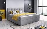 A-dekor home Boxspringbett Fenix Hotelbett, kontinentales Bett, Designerbett, 140/160/180x200cm, viele Farbvarianten, Zwei Bettkasten, Bonell Matratze, Topper (Cosmic 160 Hellgrau, 180 x 200 cm)